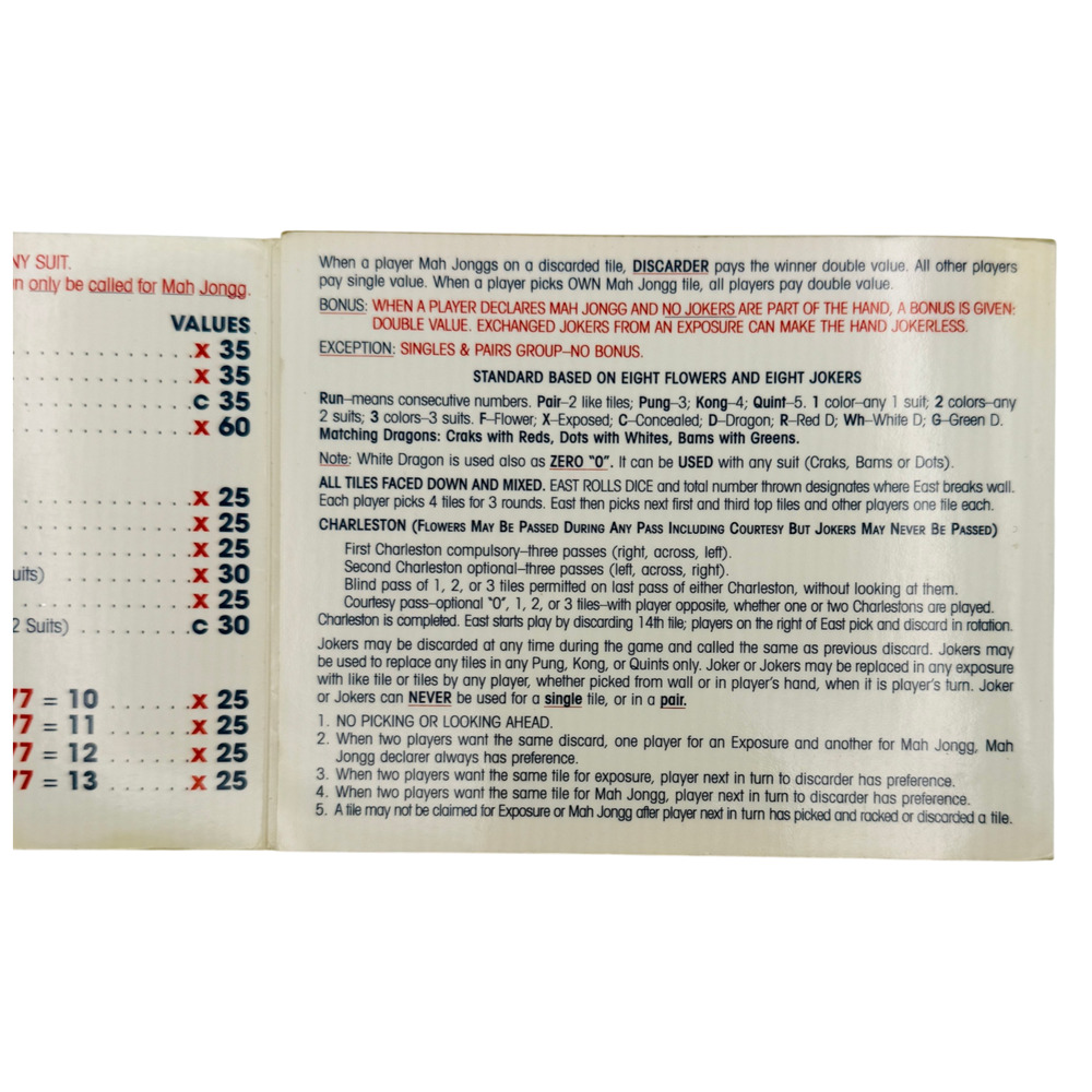 Vintage 2000 National Mah Jongg League Official Standard Hands and Rules 63rd Yr - Picture 5 of 6